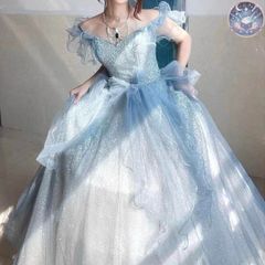 シンデレラドレス 水色 フリル付き はっぴさん専用出品 シンデレラドレス 水色 フリル付き はっぴさん専用出品 - メルカリ