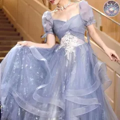 新品 未使用 レディース ウェディングドレス フォーマルドレス パーティードレス 花柄に蝶のデザインが大人可愛いパフスリーブイブニングドレス