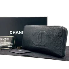 【所作が整う、黒】　CHANEL　長財布 ラウンドファスナー ココマーク キャビアスキン ゴールド金具 8番台 付属品完備 シャネル　黒