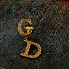 Christian Dior　クリスチャン　ディオール　イヤリング　片耳　レディース　ゴールド　CDロゴ ライトストーン　ヴィンテージ