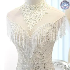 新品 未使用 レディース ウェディングドレス フォーマルドレス パーティードレス 美しい刺繍にデザインのスパンコールイブニングドレス