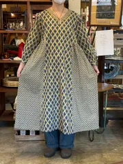 ロングワンピース エスニックファッション コットンワンピース 花柄ワンピース ブロックプリント インド綿 大人可愛い ナチュラルコーデ マキシ丈 綿100 リゾートウェア 体型カバー 2way 華奢見え 総柄 上品 レース シーチング 春夏ワンピース