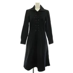 ポロ ラルフローレン POLO RALPH LAUREN シャツワンピース ロング 4 黒 ブラック 長袖 レースアップ /YM