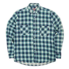 アメリカンエディション AMERICAN EDITION 90s 90年代 プリントネルシャツ シャドー アメリカ製 MADE IN USA オールド ヴィンテージ アメリカ 古着 メンズ ブルー系 オンブレチェック柄 M【中古】