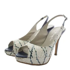 銀座かねまつ GINZA Kanematsu パンプス オープントゥ ヒール ストラップ 23.5cm 紺 ネイビー 白 ホワイト /AN8