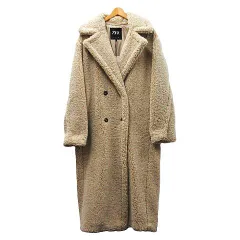 未使用 タグ付き ZARA  ザラ エクストラロング フェイクボアコートテディベアコート ベージュ 茶系  レディース M L005-08-0130②