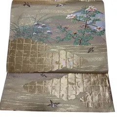 R-1561　帯　袋帯　六通　絹　レディース　箔織　フォーマル　古典柄