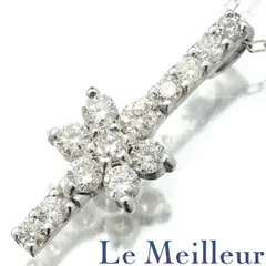 【未使用品】 ダイヤモンド 0.20ct ホワイトゴールド K18WG フラワーデザインネックレス 40.0cm レディース 返品OK