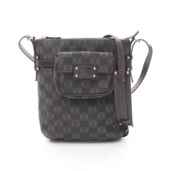 ロエベ LOEWE ショルダーバッグ アナグラム ダークブラウン PVCコーティングキャンバス レザー アナグラム ショルダーバッグ レディース Used B