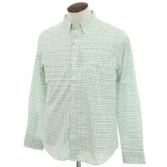 【中古】【未使用】バナナリパブリック Banana Republic ストレッチ コットンポリエステル チェック ボタンダウン カジュアルシャツ ホワイトxグリーン【サイズL】【メンズ】