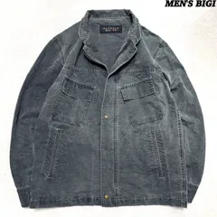 MEN'S BIGI ミリタリージャケット ジャングルファティーグジャケット フィールドジャケット BDUジャケット マオカラー スタンドカラー Lサイズ スミクロ フェードグレー 黒系 メンズビギのサムネイル