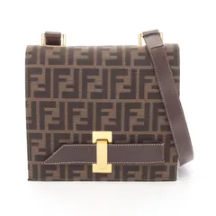フェンディ FENDI ショルダーバッグ ズッカ ブラウン/ダークブラウン キャンバス レザー ズッカ ショルダー レディース Used B
