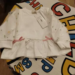 la poche biscuit 花刺繍袖チュールロンT　lp26sp010