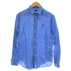 ポロ ラルフローレン POLO RALPH LAUREN リネン シャツ ブラウス 長袖 麻 S 青 ブルー /☆G