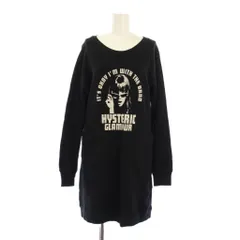 ヒステリックグラマー HYSTERIC GLAMOUR ワンピース ミニ丈 スウェット 長袖 クルーネック ロゴ プリント ストレッチ F 黒 ブラック /BB