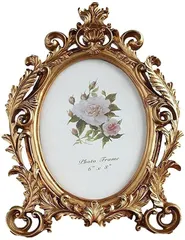 【新品・未使用】フォトフレーム アンティーク デザイン 写真立て 飾り ポストカードサイズ 卓上(ブロンズ)