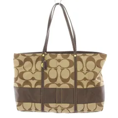 コーチ COACH シグネチャー トートバッグ ハンドバッグ キャンバス レザー ロゴチャーム バイカラー 茶 ブラウン ベージュ F11099 /BB