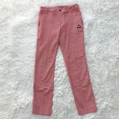 le coq sportif ゴルフパンツ ／レディース 赤 総柄 ストレッチ スリム ロングパンツ サイズ9 美品