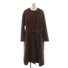 グリーンレーベルリラクシング ユナイテッドアローズ green label relaxing ウール ビーバー ベルテッドコート ノーカラーコート ロング丈 アウター 38 茶 ブラウン 3625-199-1526 /AN21 ■MU