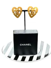 超美品◆シャネルCHANELヴィンテージVintageCOCOハート形状イヤリングピアス耳飾りゴールドカラー金色アクセサリー刻印あり95P