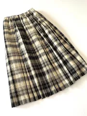 美品■Samansa Mos2 サマンサモスモス   チェック柄 ボリューム  フレア スカート sizeF/黒ｘキナリ■■レディース