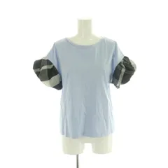 ブルーレーベルクレストブリッジ BLUE LABEL CRESTBRIDGE ソフトシルケットスムース カットソー 38 水色 ライトブルー 袖 黒系 マルチカラー /AG ■OS