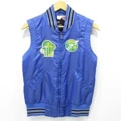 【三重本店】 中古 DIESEL | ディーゼル ワッペン付きスカジャン風ベスト バック刺繍 ブルー サイズ：M 【112】