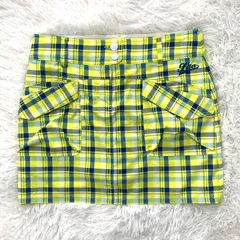 FILA GOLF ゴルフスカート／ レディース チェック 黄色 インナーパンツ付き ストレッチ 美品 サイズL