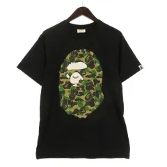 アベイシングエイプ A BATHING APE Tシャツ 半袖 カモフラ プリント ブラック M 260126E ■GY35