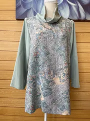 着物リメイク　小紋　色無地　ロールカラーチュニック