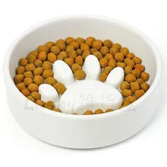 早食い防止 食器 犬 猫 食器 皿 凹凸 餌入れ 陶器 フードボウル ペット ダイエット (マットホワイト) [マットホワイト]
