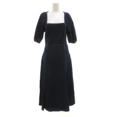 ザラ ZARA デニムワンピース ロング 半袖 スクエアネック パフスリーブ フレア S インディゴブルー /GV