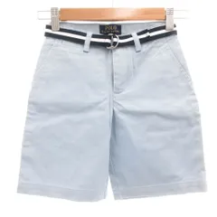 ポロ ラルフローレン POLO RALPH LAUREN タグ付き チノハーフパンツ ポニー刺繍 ベルト付き 6 ライトブルー /UO