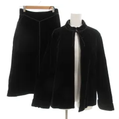 パコ ラバンヌ paco rabanne フォーマル ベロア セットアップ ジャケット フレアスカート 40 38 ロング 総裏地 黒 ブラック /GV