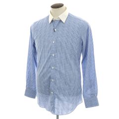 【中古】フィナモレ Finamore コットン チェック レギュラーカラー ドレスシャツ ブルーxホワイト【サイズ41】【メンズ】