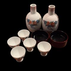 九谷焼 徳利2本 盃4客 酒器セット 花文 赤絵 金彩 - メルカリ