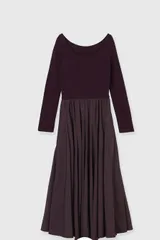 10％off 新品未使用　anuans　ニットドッキングフレアワンピース wine 1