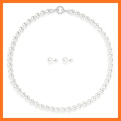 【新品】 [ACCE FANJI] パールネックレス ピアス 真珠 冠婚葬祭用 8mm 45cm S925 ピアス pearl パール ホワイ ブランド