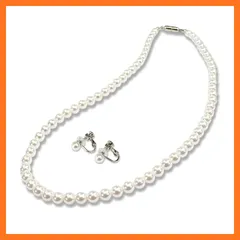 【新品】 [CRANES COLLECTION] 長期 パールネックレス 真珠 日本製 天然貝パール 6mm珠 自社生産 選べるサイズ8サイズ 選べる金具 ホワイト 大人でもお子様でも使える (BOXケース/巾着袋付き,イヤリング, マグネット, 6mm3 0