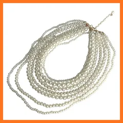 【新品】 [ドナリー] 3連 5連 真珠 パール ネックレス 結婚式 セット ロング 白 フォーマル 可愛い レディース (7連 ロング) 0