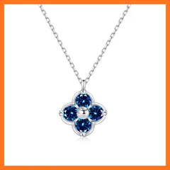 【新品】 [FH.bird] サファイア ネックレス レディース 人気 ブランド 四つ葉 クローバー「幸運のお守りです」 金属アレルギー対応 シルバー925ネックレス 誕生石9月 錆びない 誕生日 プレゼント 女性 アクセサリー 0