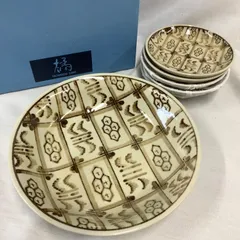 たち吉　格子絵　取り分け揃　中皿1枚・小皿5枚　和食器     S705