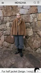 新品) ウールファー ジャケット Fur half jacket beige