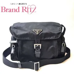 中古 プラダ ショルダーバッグ 斜め掛け 三角 ロゴプレート ナイロン ABランク ブラック レディース PRADA 【送料無料】【三田店】