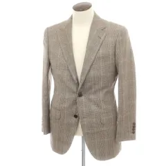 【中古】ルシック Le Chic ウール チェック テーラードジャケット ブラックxベージュ【サイズA7】【メンズ】
