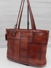 【行董】IBIZA/イビサ レザー ショルダーバッグ パッチワーク ブラウン レディースバッグ AE0U01063