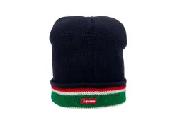 Supreme (シュプリーム) 16AW Striped Cuff Beanie ストライプカフ ビーニー ニットキャップ ネイビー ウィメンズ/028