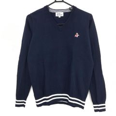 ジャックバニー セーター ネイビー ウサギ刺しゅう Vネック ニット