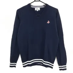 ジャックバニー セーター ネイビー ウサギ刺しゅう Vネック ニット レディース 2(L) ゴルフウェア Jack Bunny