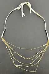 《韓国輸入》サテンリボン付き　パールネックレス